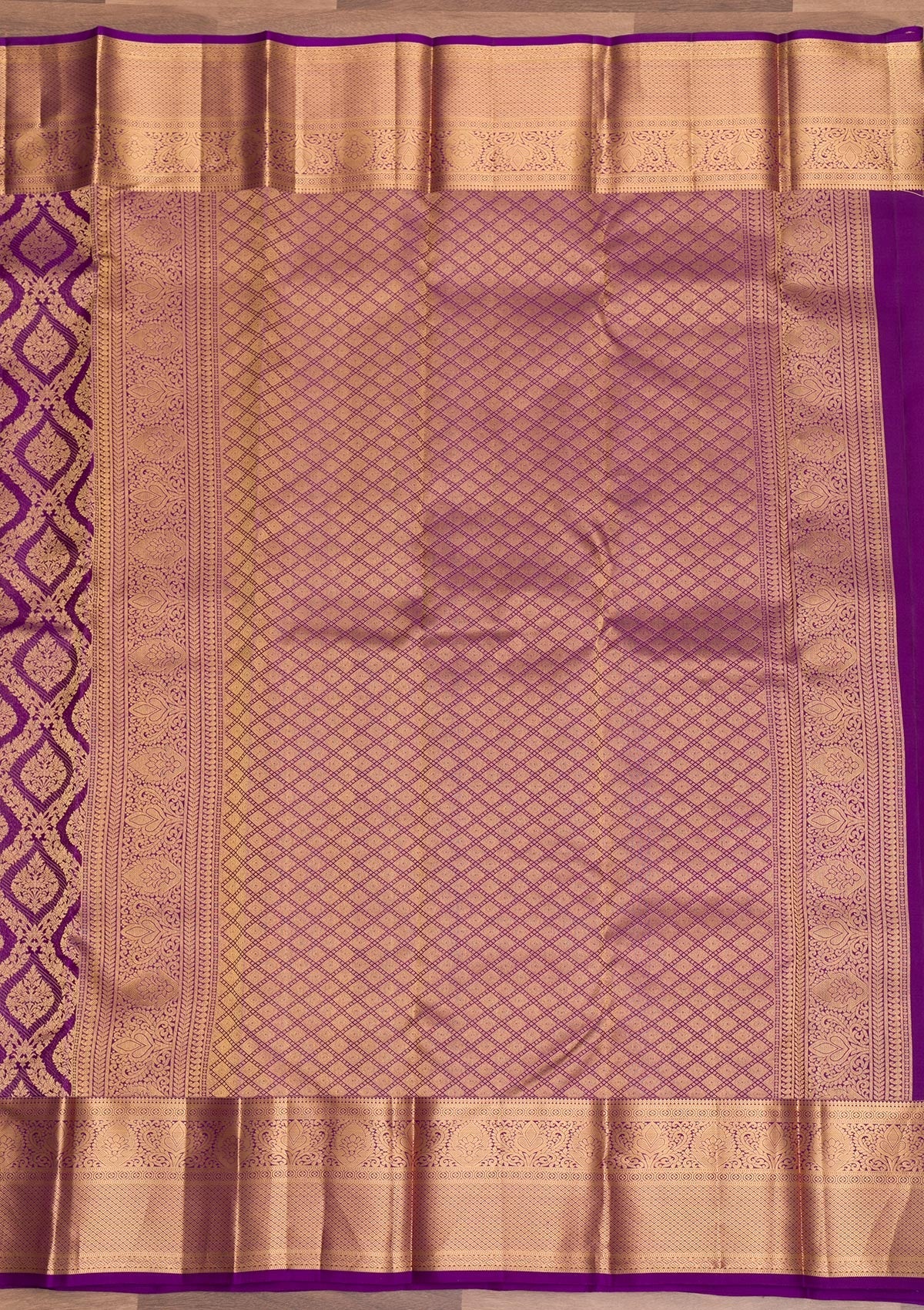 Purple Zariwork Pure Silk Saree-Koskii