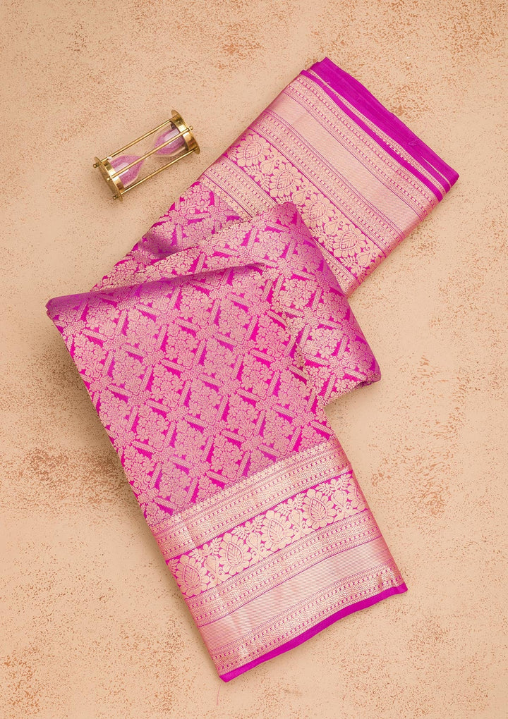 Purple Zariwork Pure Silk Saree-Koskii