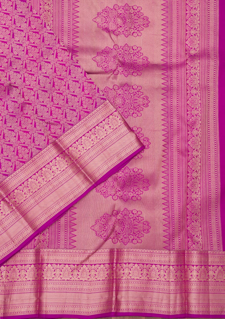 Purple Zariwork Pure Silk Saree-Koskii