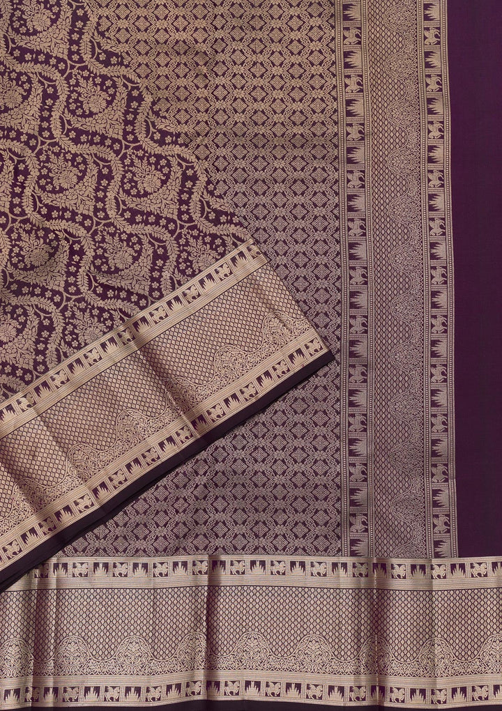 Purple Zariwork Pure Silk Saree-Koskii