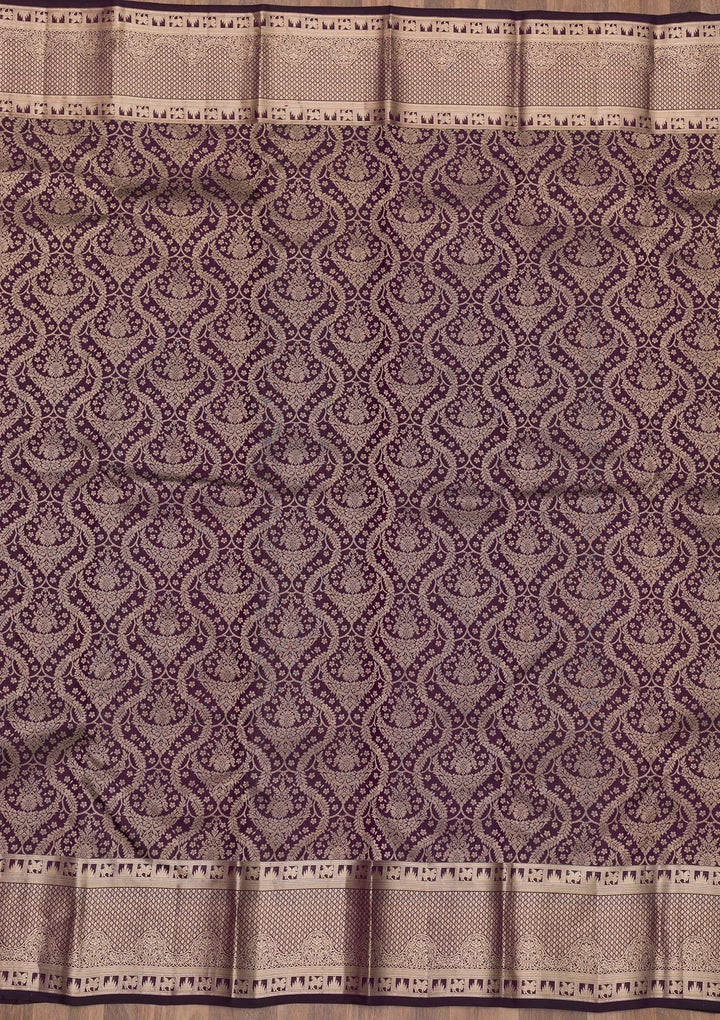Purple Zariwork Pure Silk Saree-Koskii