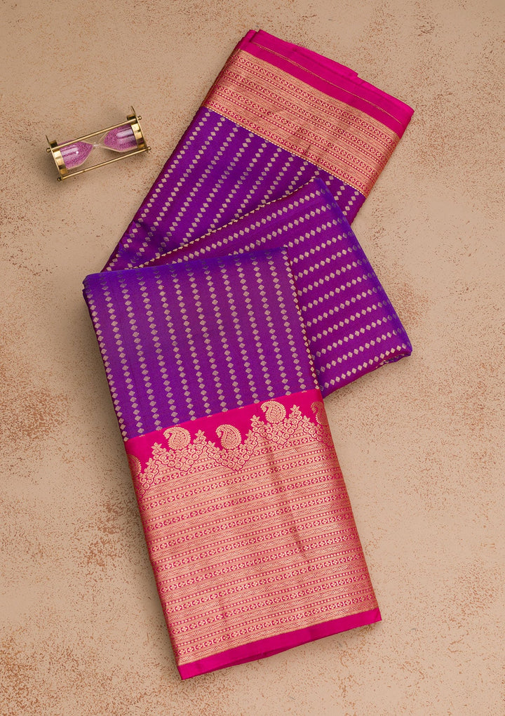 Purple Zariwork Pure Silk Saree-Koskii