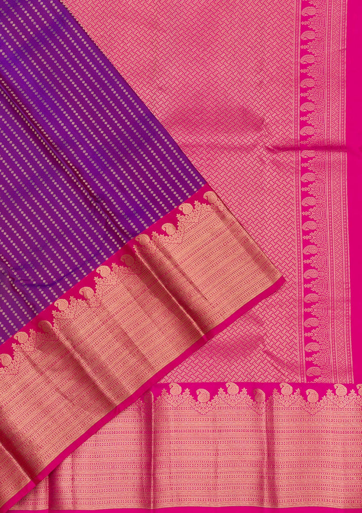 Purple Zariwork Pure Silk Saree-Koskii