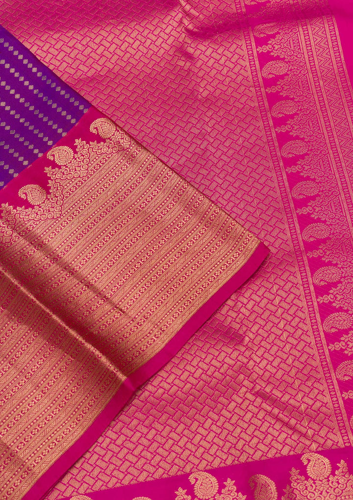 Purple Zariwork Pure Silk Saree-Koskii