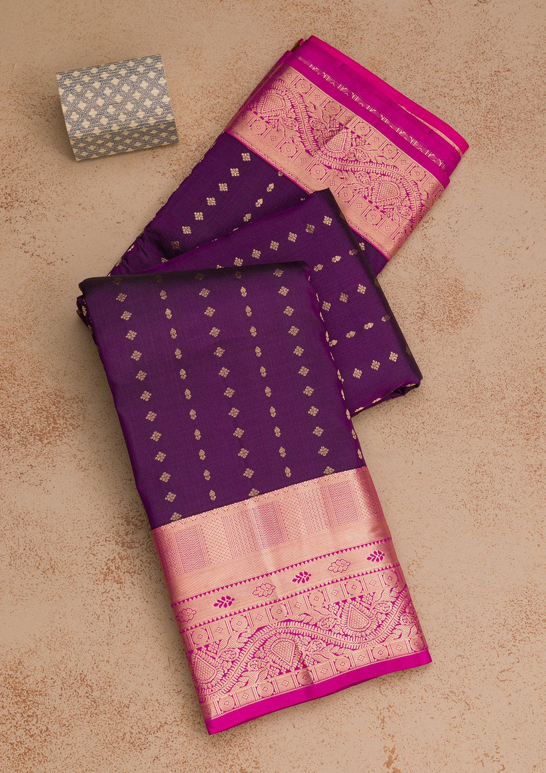 Purple Zariwork Pure Silk Saree-Koskii