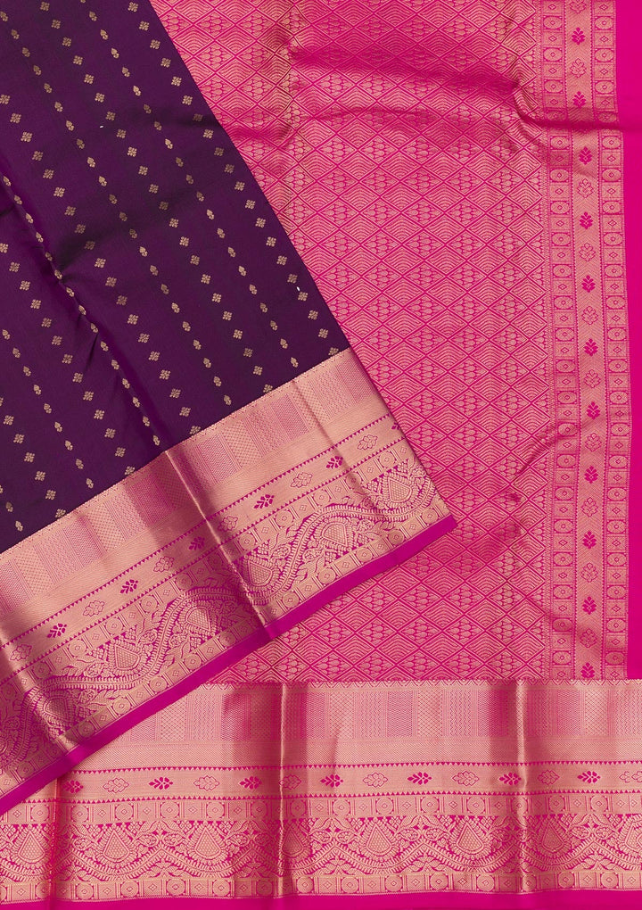 Purple Zariwork Pure Silk Saree-Koskii
