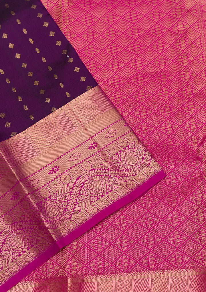 Purple Zariwork Pure Silk Saree-Koskii