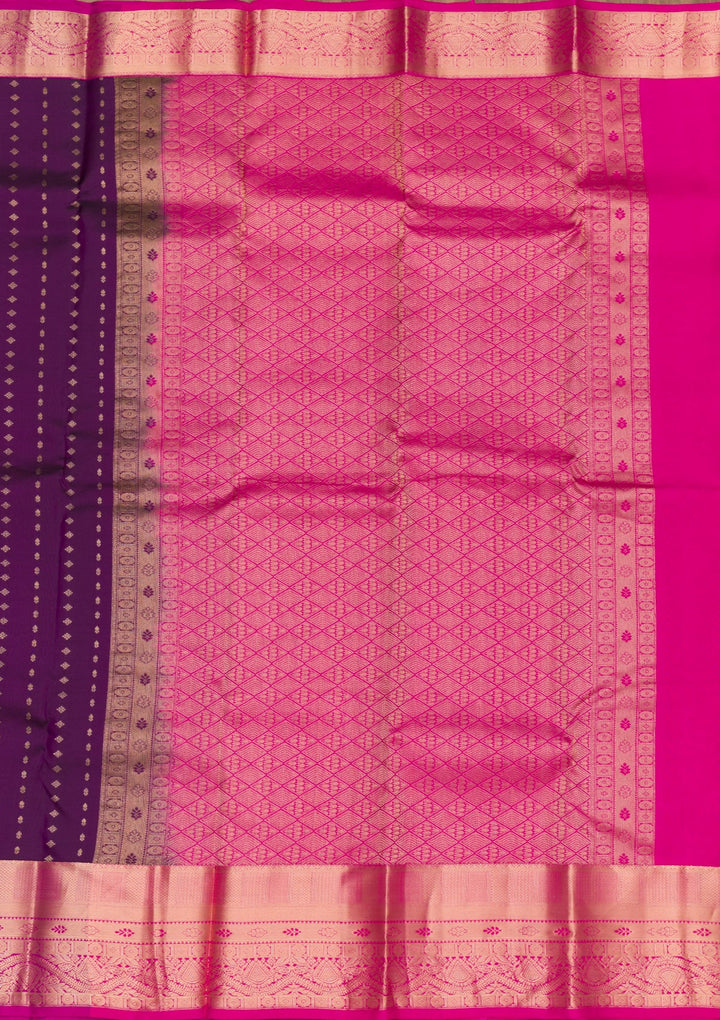 Purple Zariwork Pure Silk Saree-Koskii