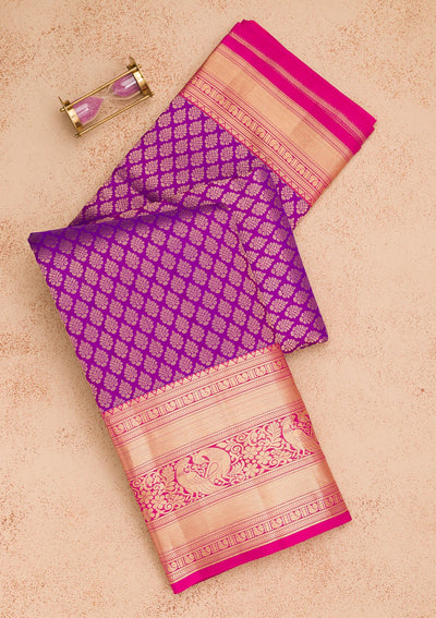 Purple Zariwork Pure Silk Saree-Koskii