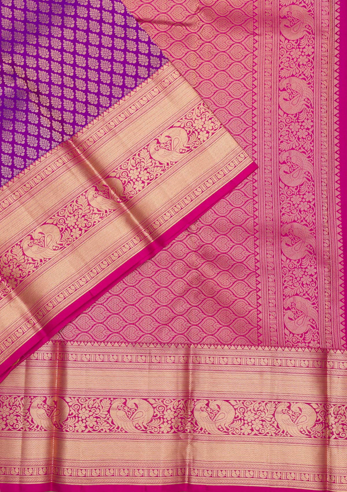 Purple Zariwork Pure Silk Saree-Koskii