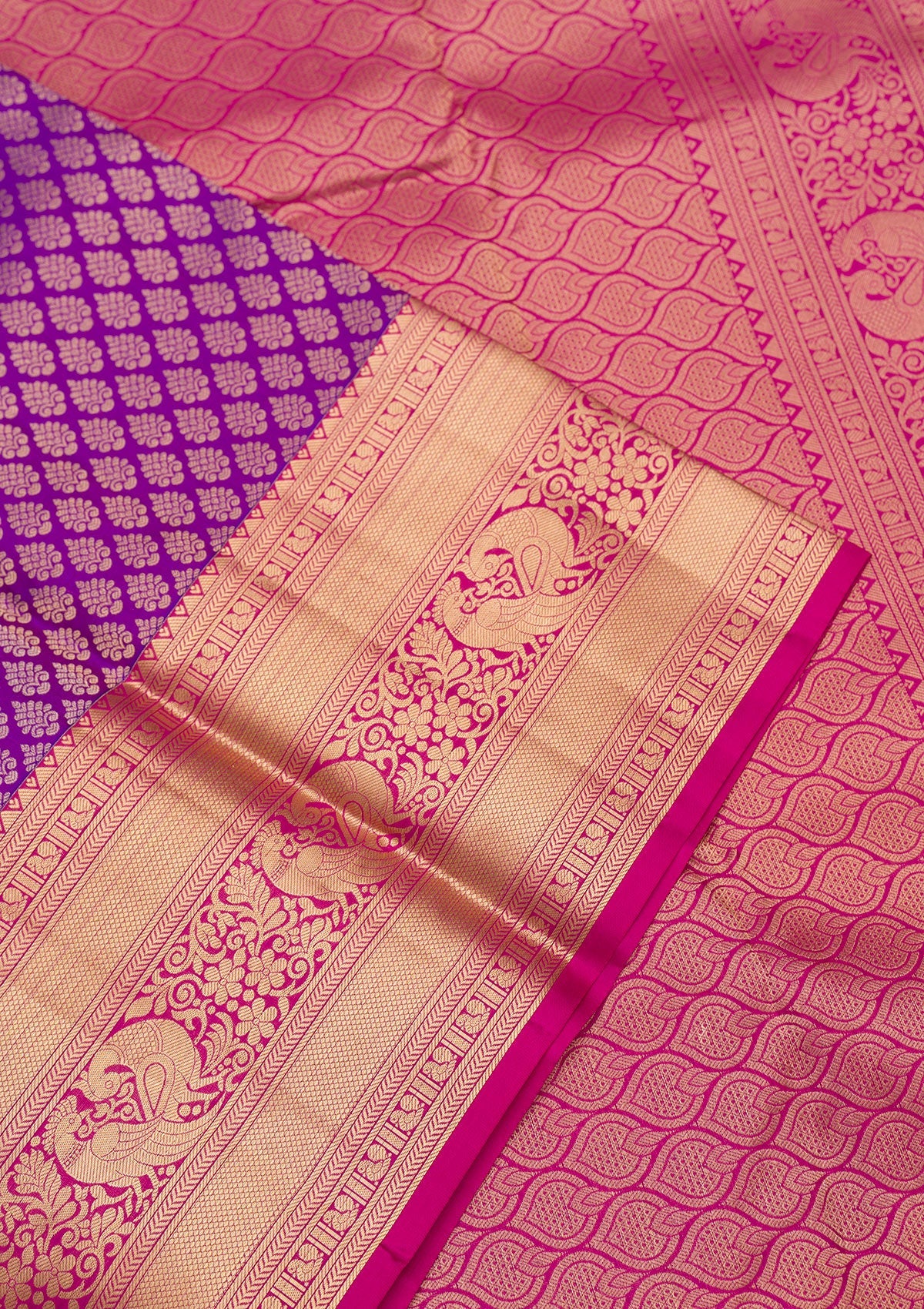 Purple Zariwork Pure Silk Saree-Koskii