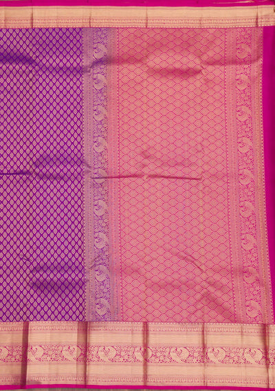 Purple Zariwork Pure Silk Saree-Koskii