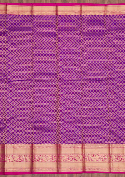 Purple Zariwork Pure Silk Saree-Koskii