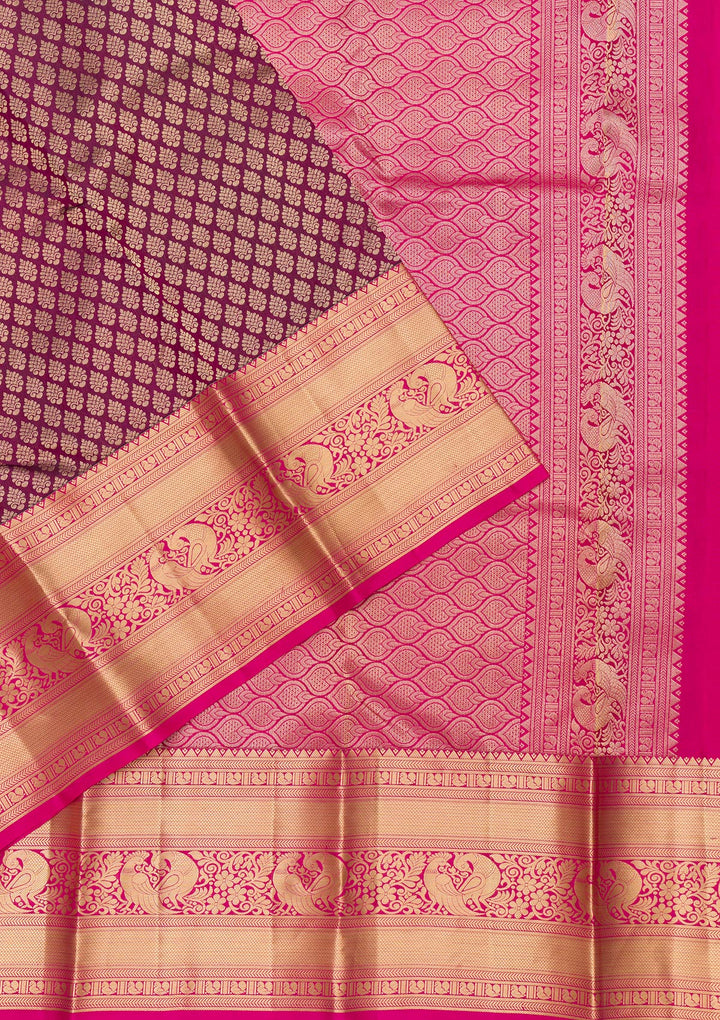 Purple Zariwork Pure Silk Saree-Koskii