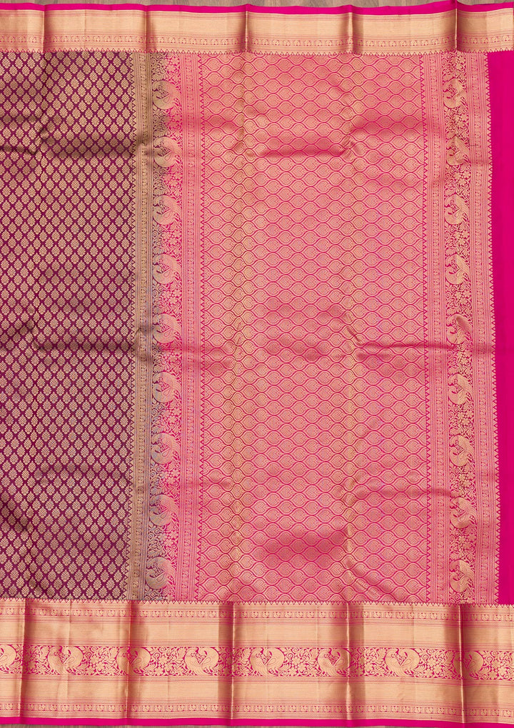 Purple Zariwork Pure Silk Saree-Koskii