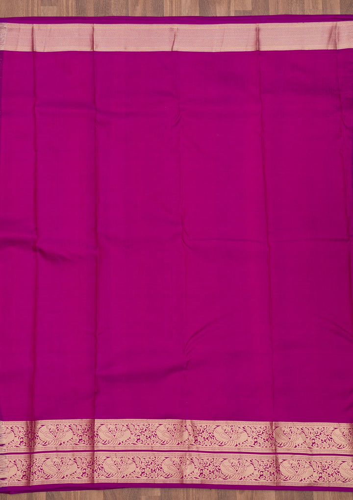Purple Zariwork Pure Silk Saree-Koskii