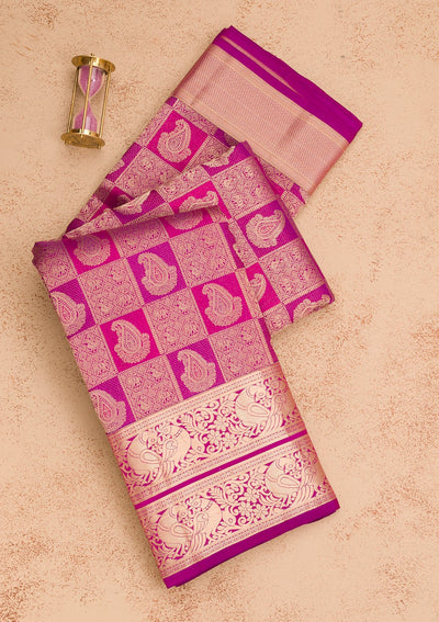 Purple Zariwork Pure Silk Saree-Koskii