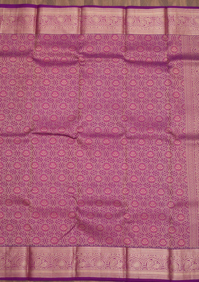 Purple Zariwork Pure Silk Saree-Koskii