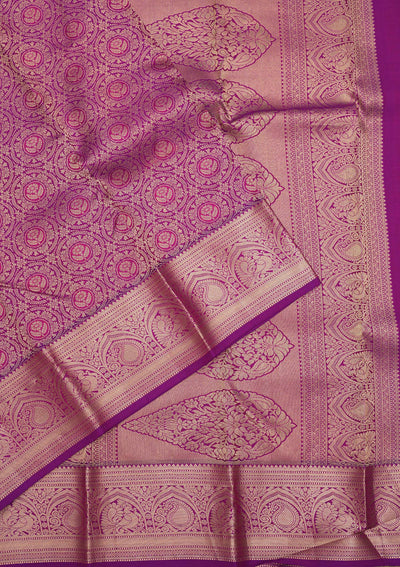 Purple Zariwork Pure Silk Saree-Koskii