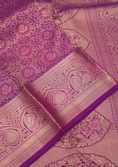 Purple Zariwork Pure Silk Saree-Koskii