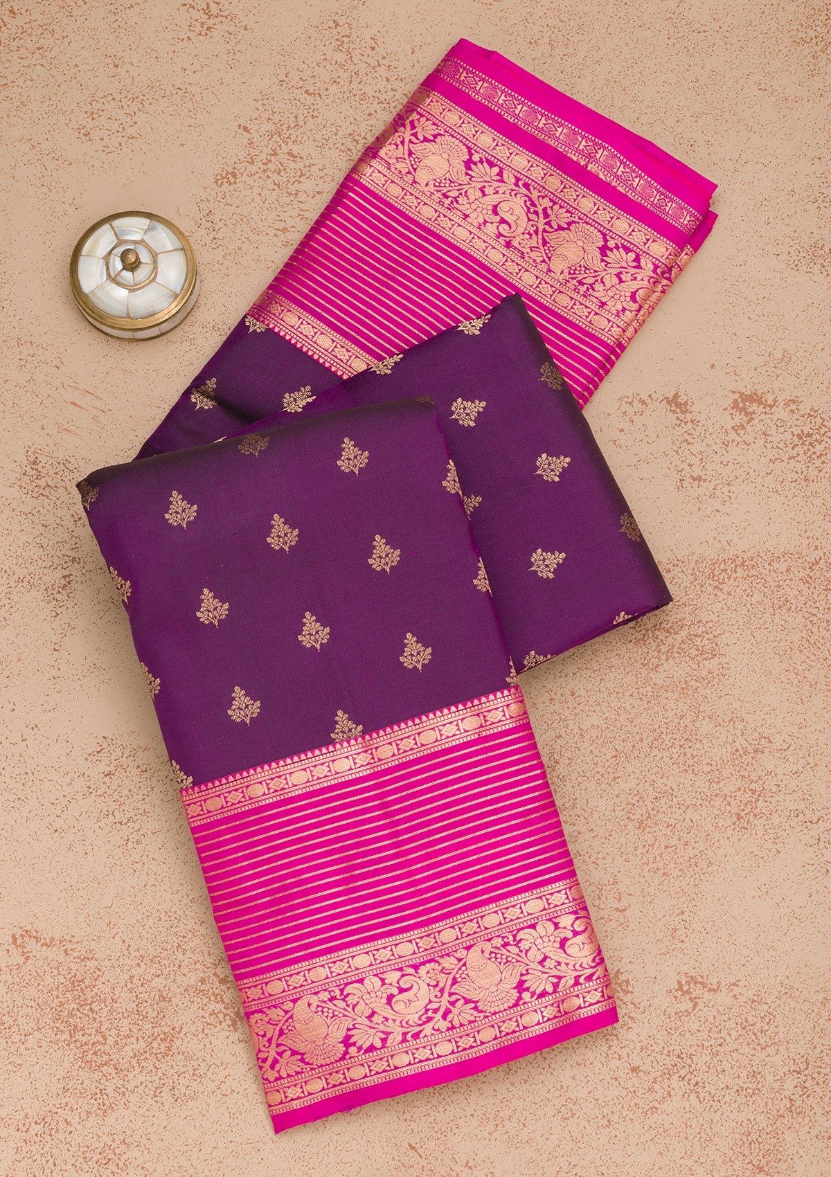 Purple Zariwork Pure Silk Saree-Koskii