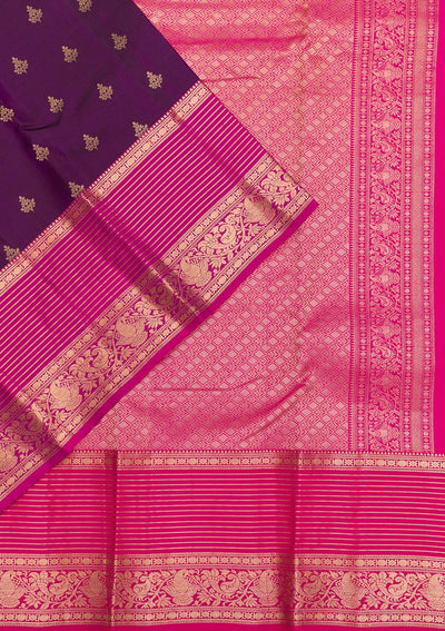 Purple Zariwork Pure Silk Saree-Koskii