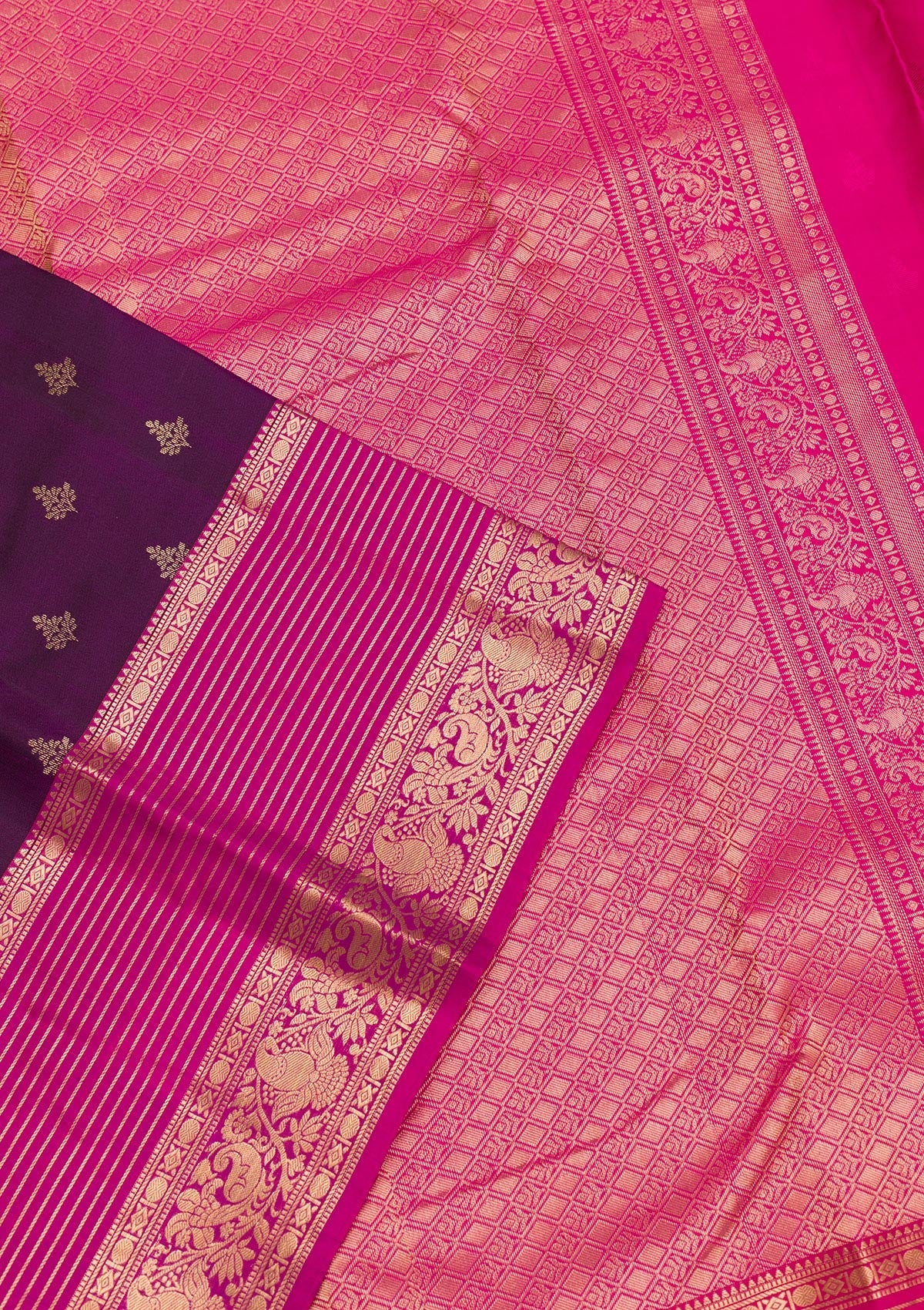 Purple Zariwork Pure Silk Saree-Koskii