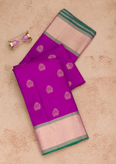 Purple Zariwork Pure Silk Saree-Koskii