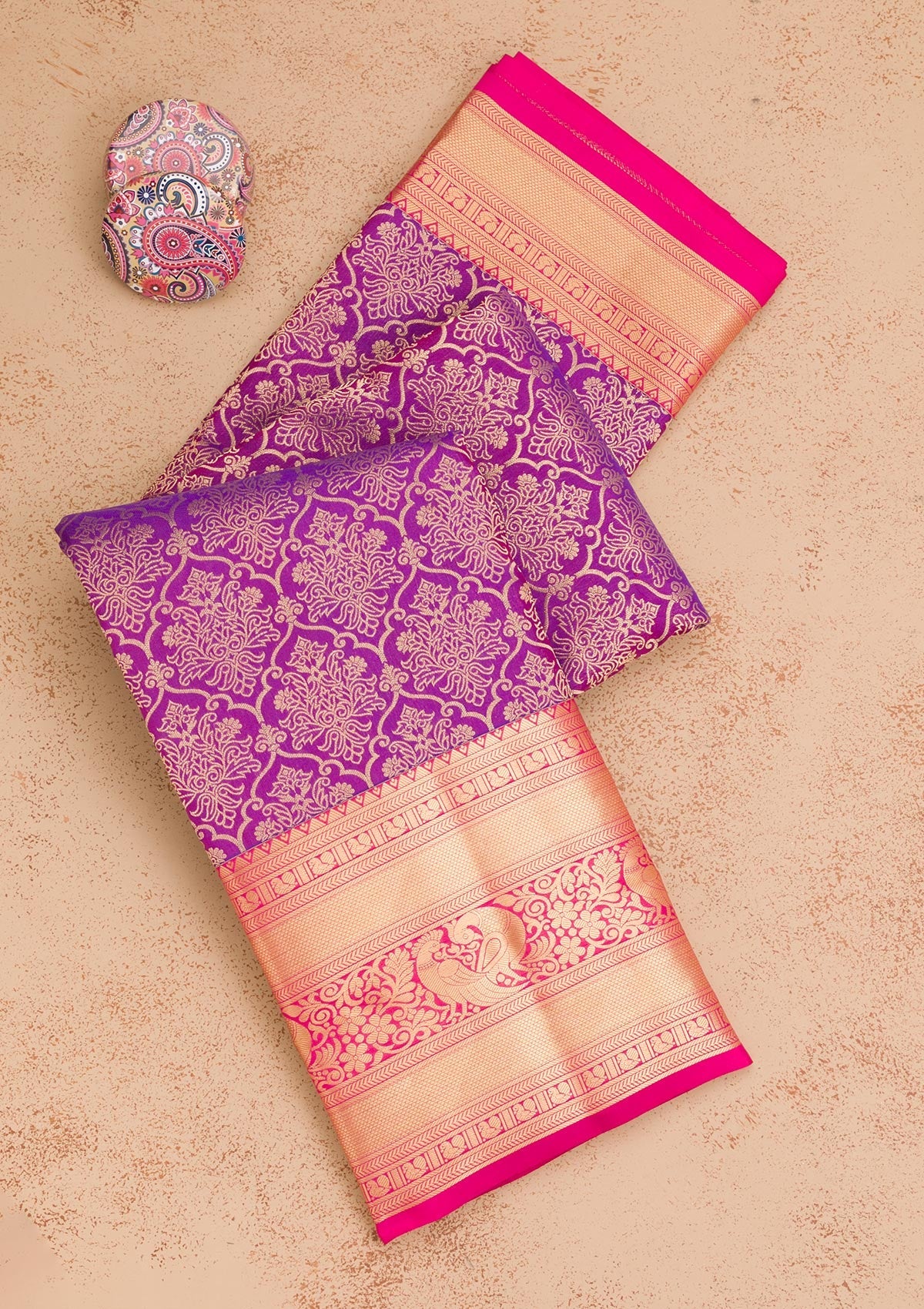 Purple Zariwork Pure Silk Saree-Koskii