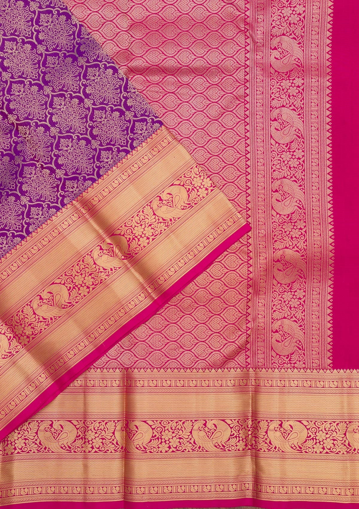 Purple Zariwork Pure Silk Saree-Koskii