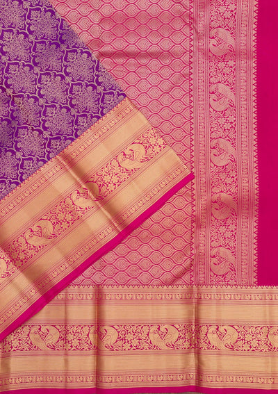 Purple Zariwork Pure Silk Saree-Koskii