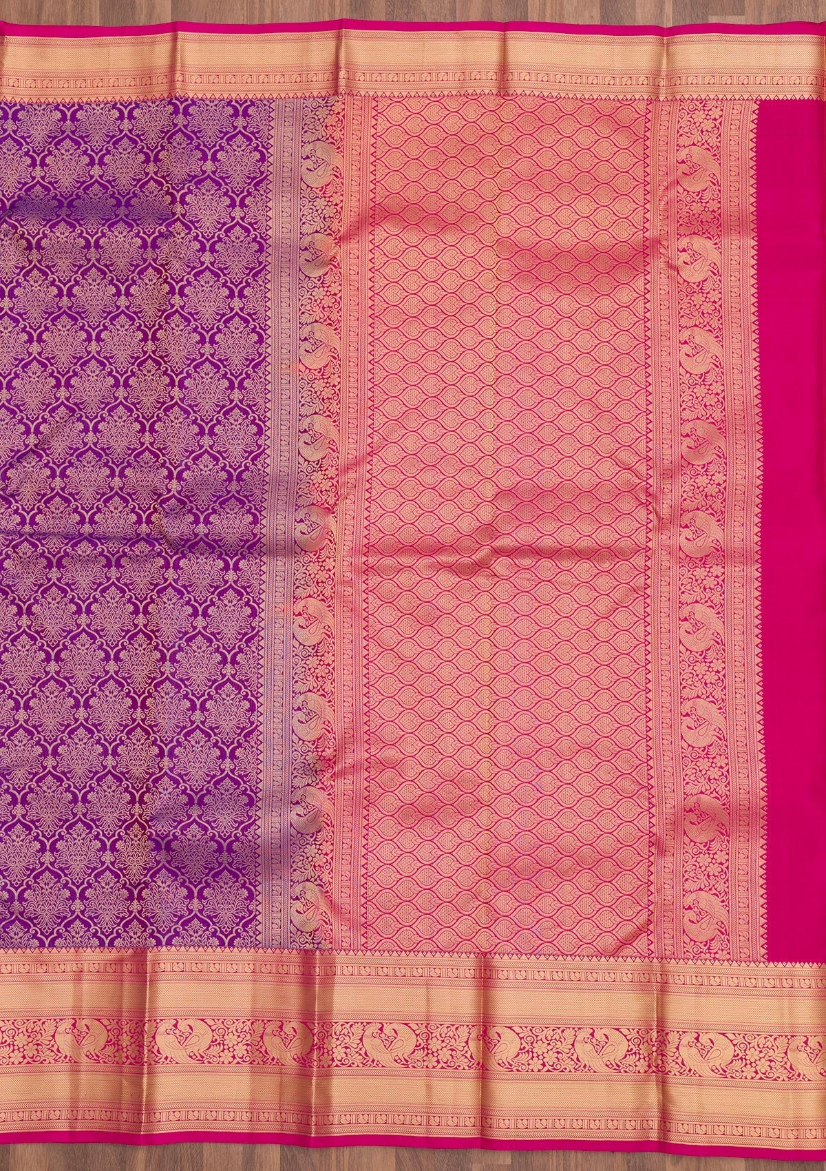 Purple Zariwork Pure Silk Saree-Koskii