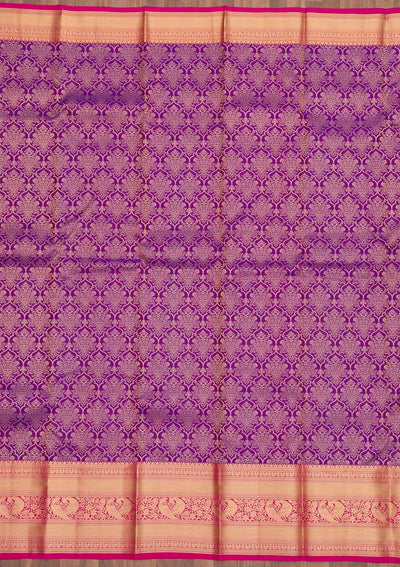 Purple Zariwork Pure Silk Saree-Koskii