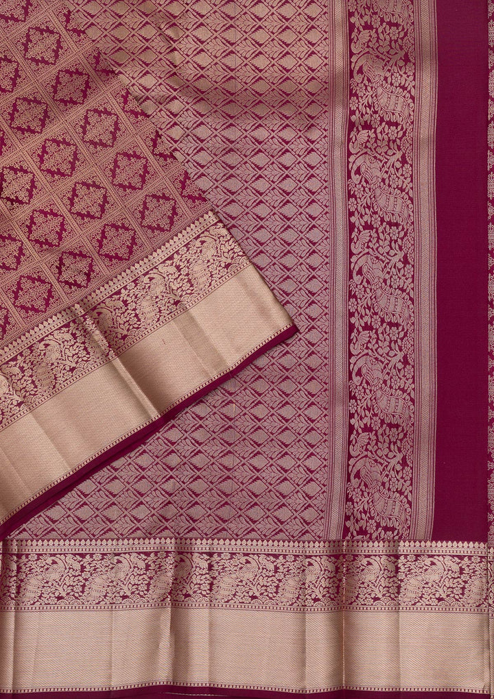 Purple Zariwork Pure Silk Saree-Koskii