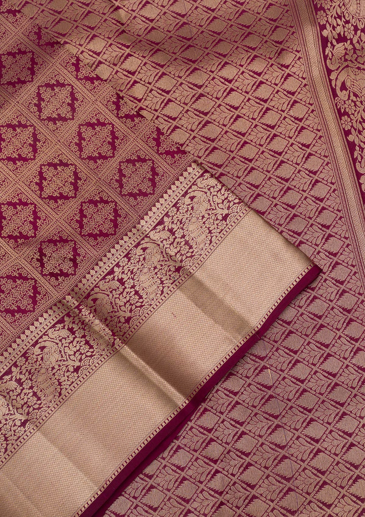 Purple Zariwork Pure Silk Saree-Koskii