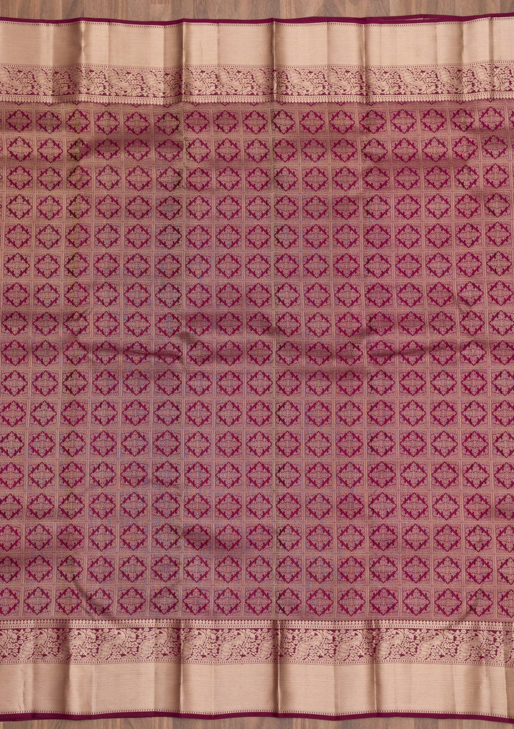 Purple Zariwork Pure Silk Saree-Koskii