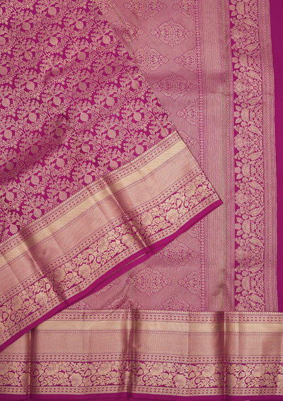 Purple Zariwork Pure Silk Saree-Koskii