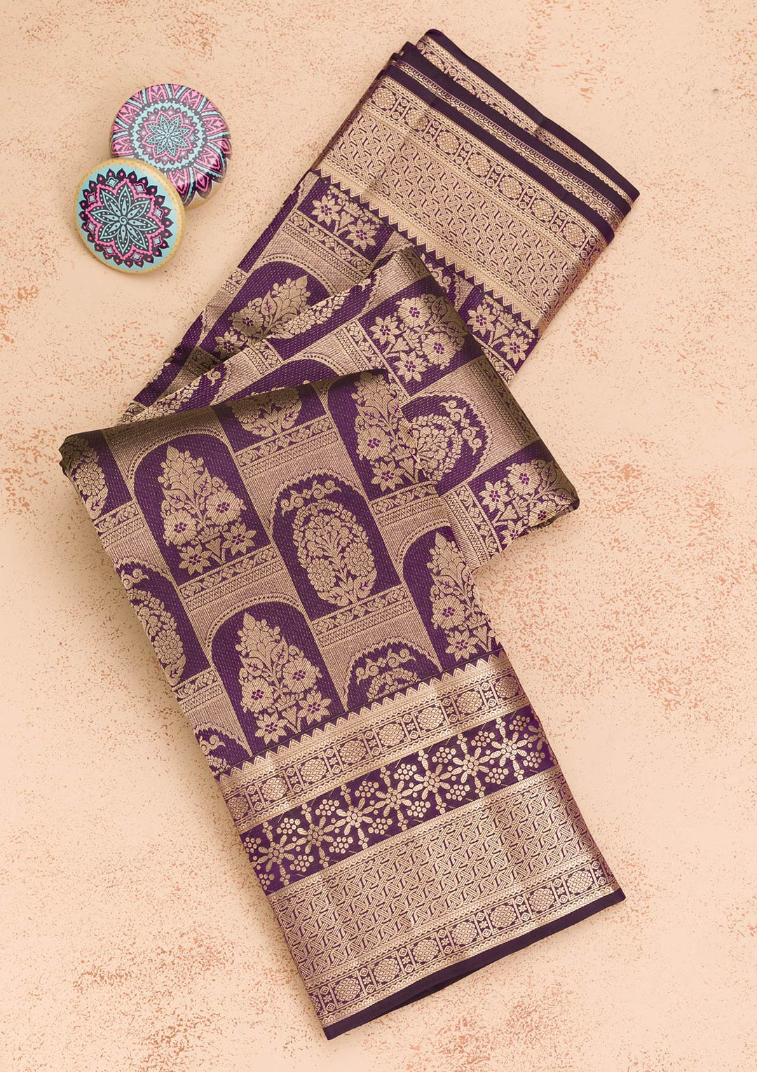 Purple Zariwork Pure Silk Saree-Koskii