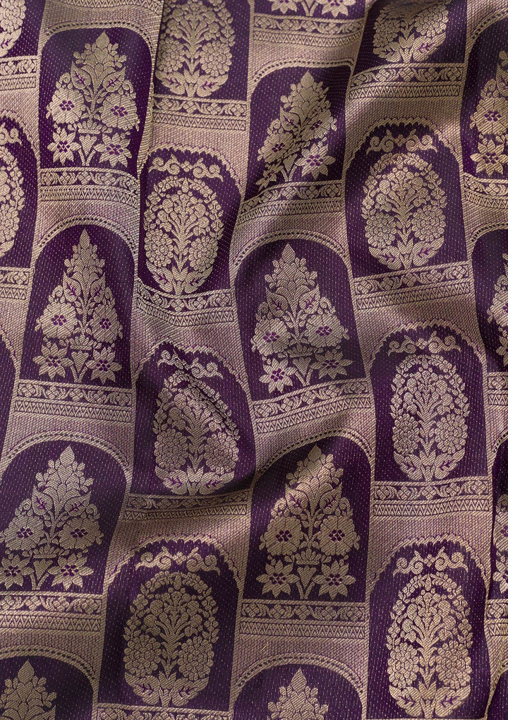 Purple Zariwork Pure Silk Saree-Koskii