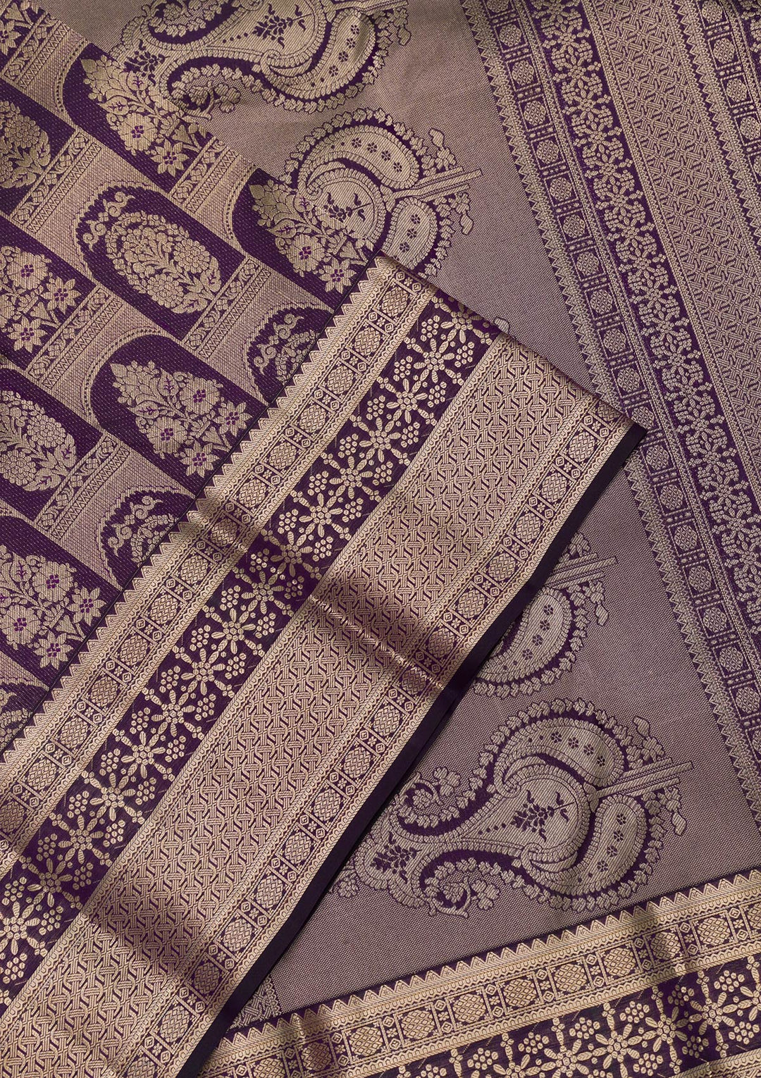 Purple Zariwork Pure Silk Saree-Koskii