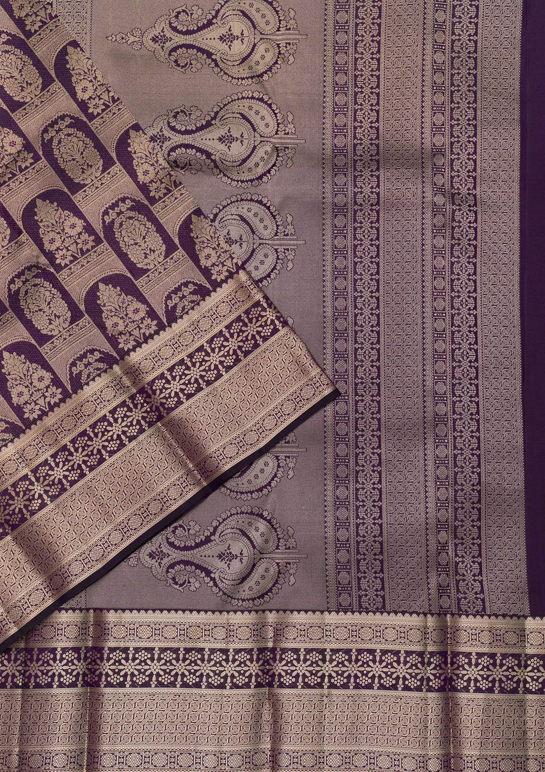 Purple Zariwork Pure Silk Saree-Koskii