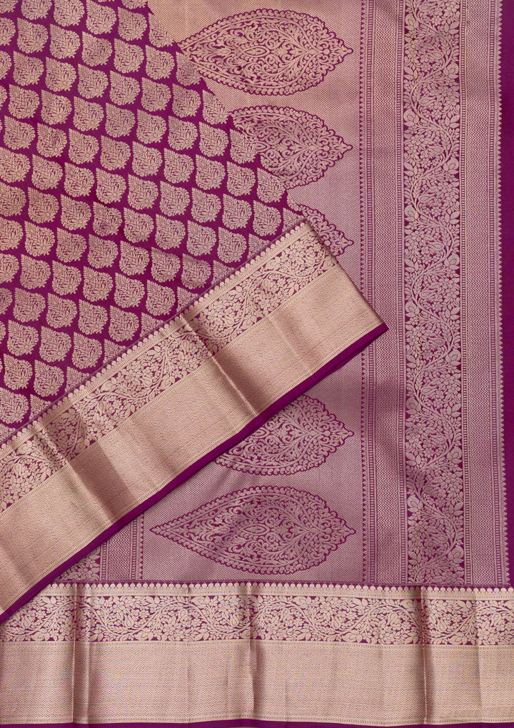 Purple Zariwork Pure Silk Saree-Koskii