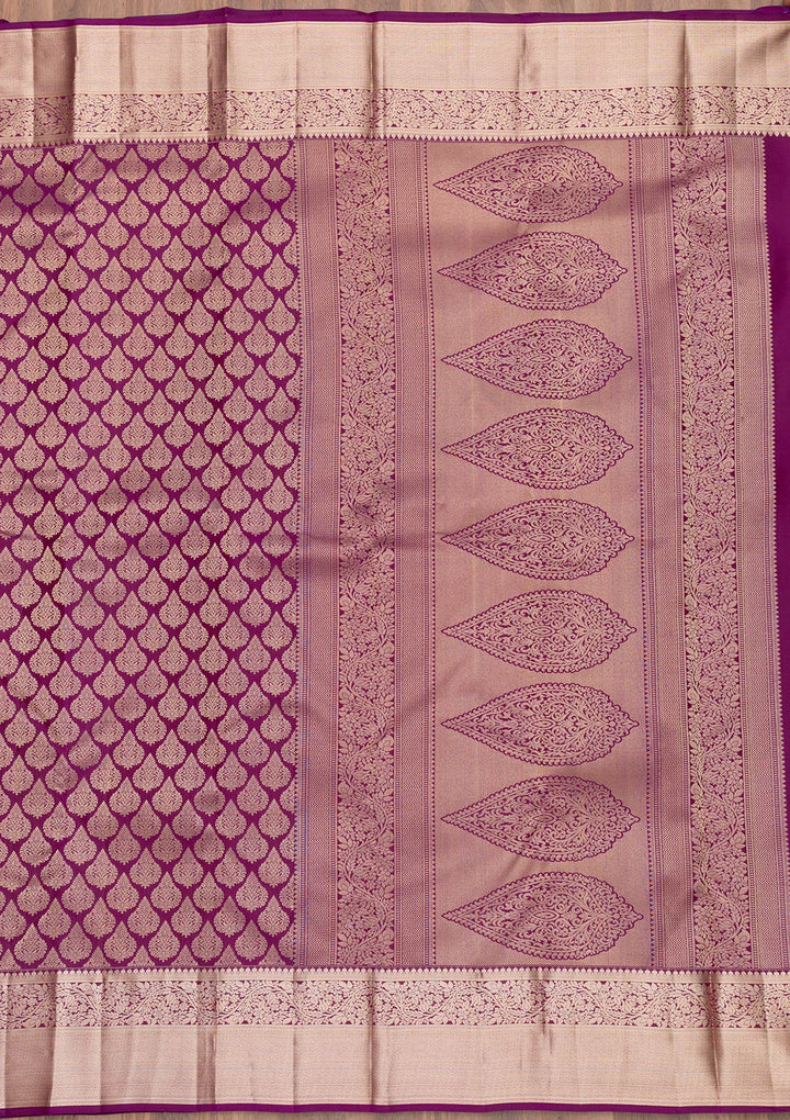 Purple Zariwork Pure Silk Saree-Koskii