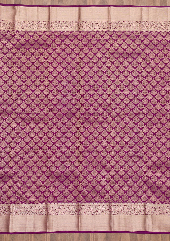 Purple Zariwork Pure Silk Saree-Koskii