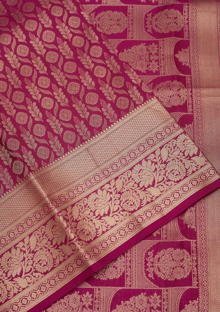 Purple Zariwork Pure Silk Saree-Koskii