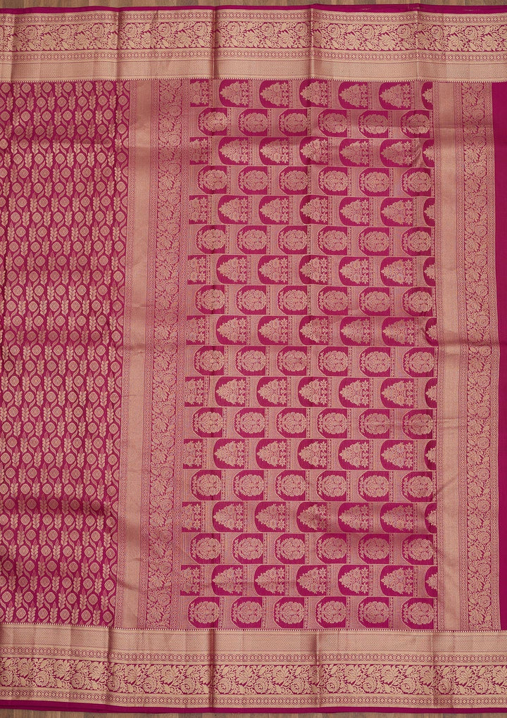 Purple Zariwork Pure Silk Saree-Koskii