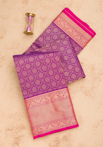 Purple Zariwork Pure Silk Saree-Koskii