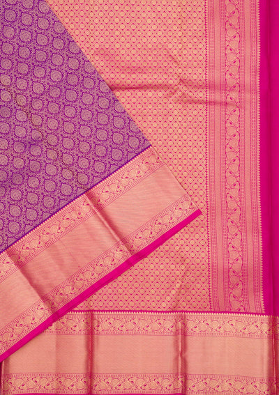 Purple Zariwork Pure Silk Saree-Koskii