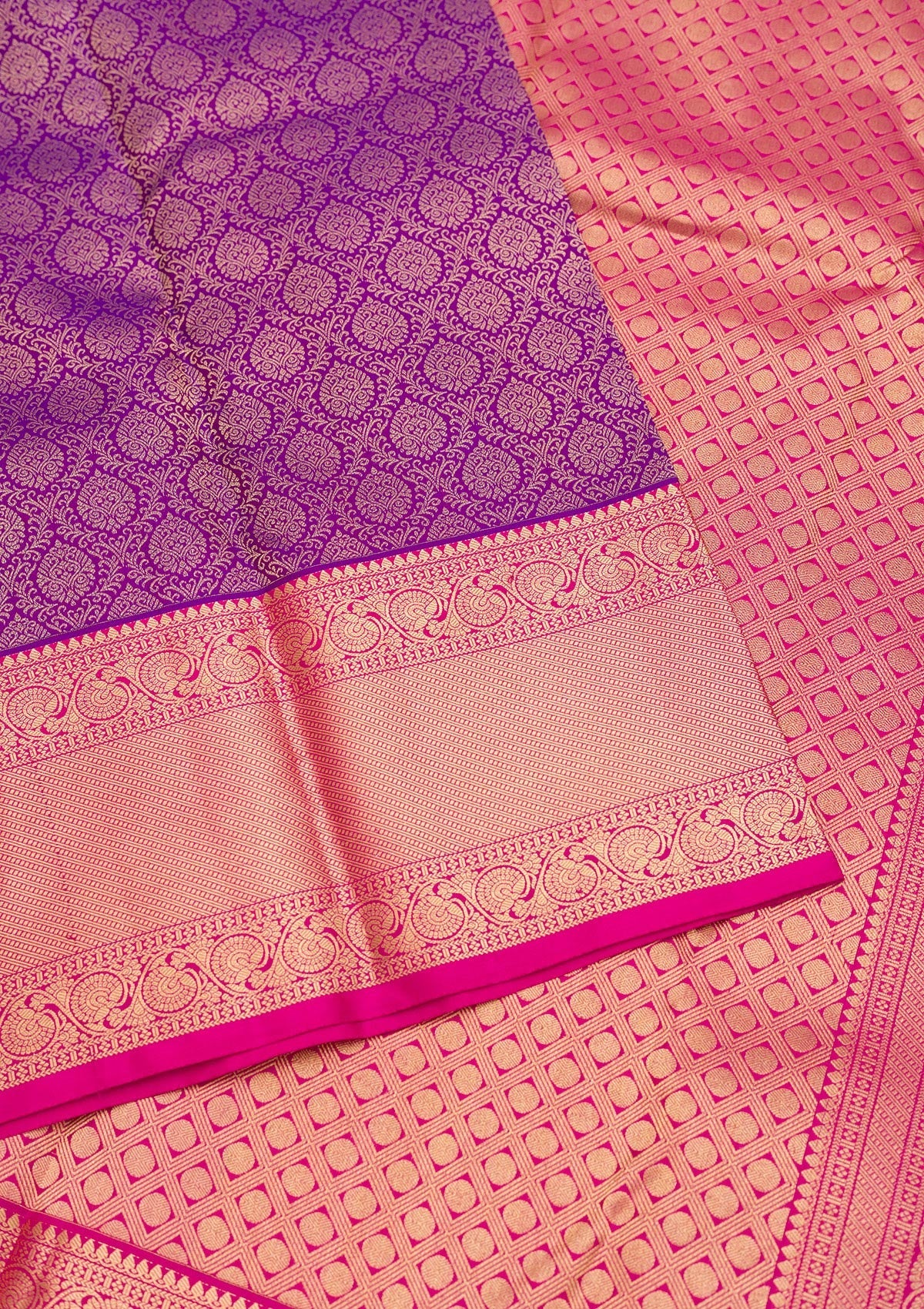 Purple Zariwork Pure Silk Saree-Koskii