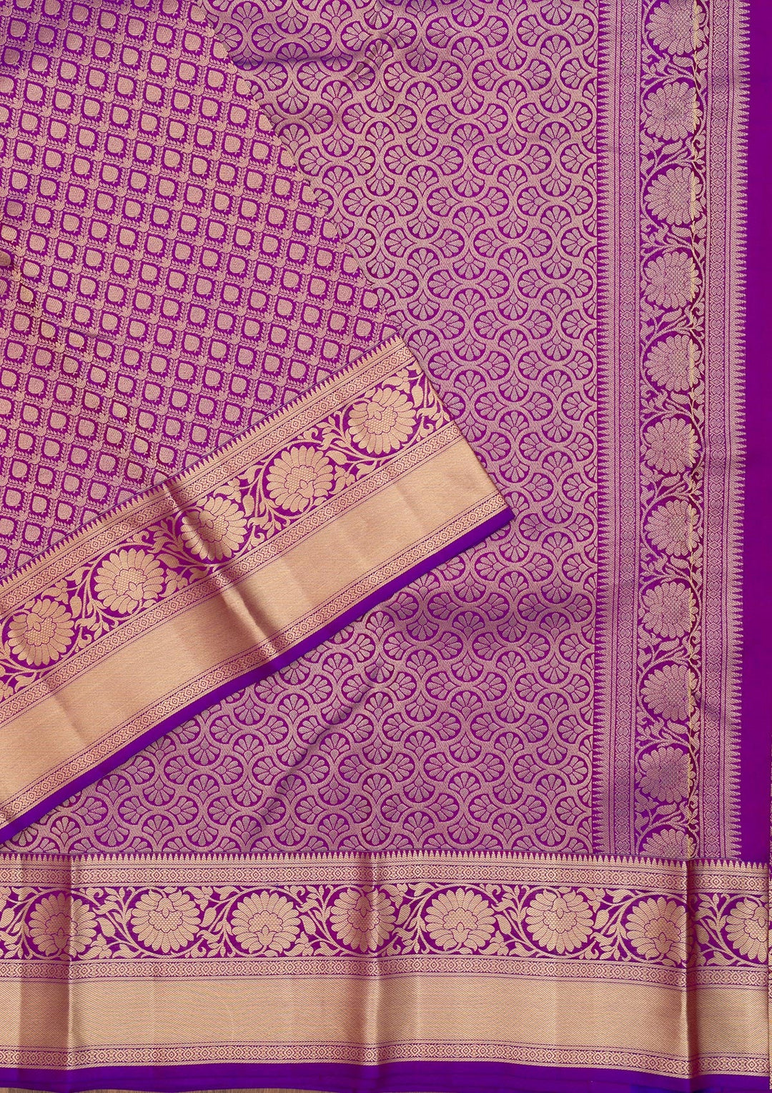 Purple Zariwork Pure Silk Saree-Koskii